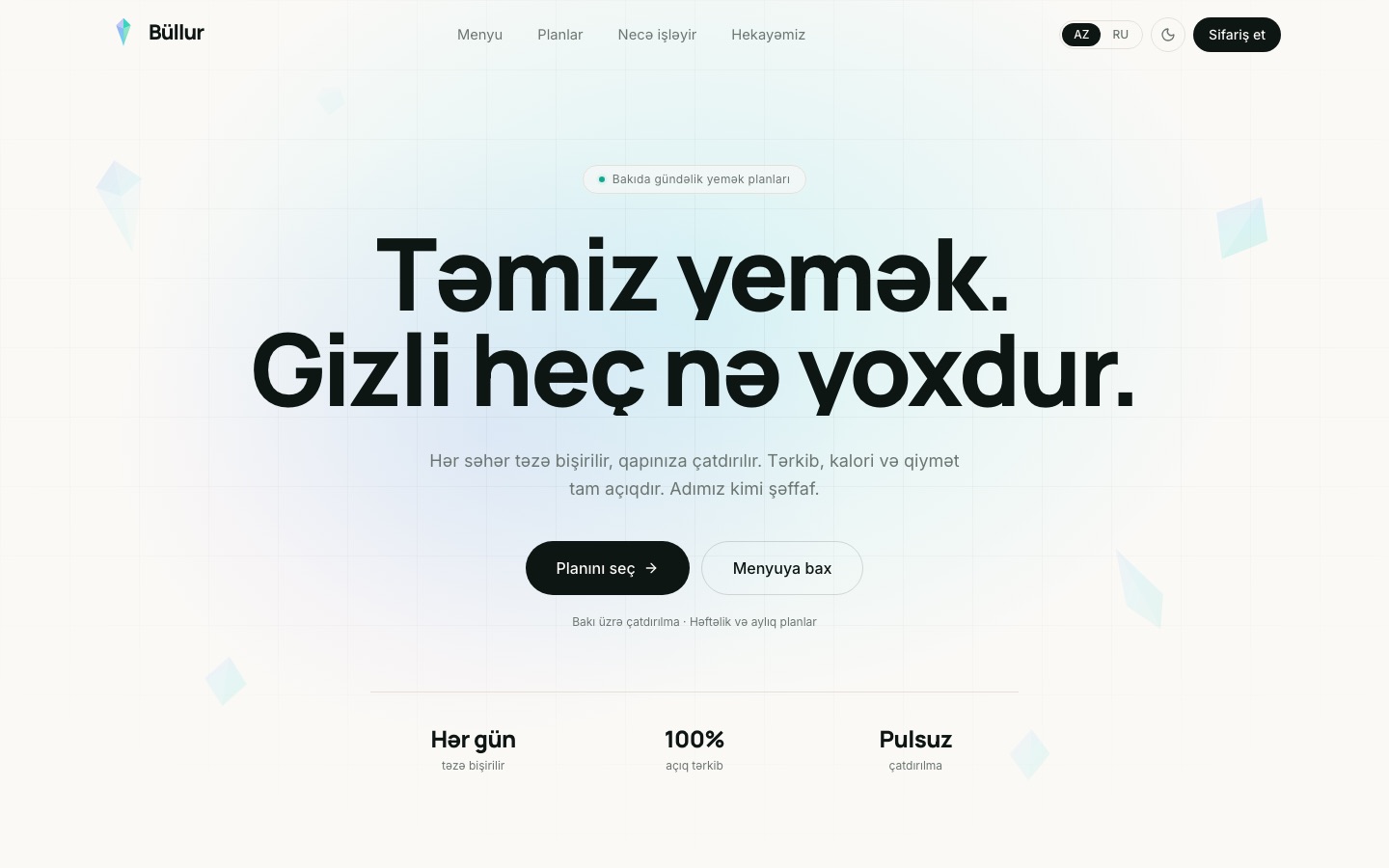 Bullur - daily meal plans in Baku with fully transparent ingredients